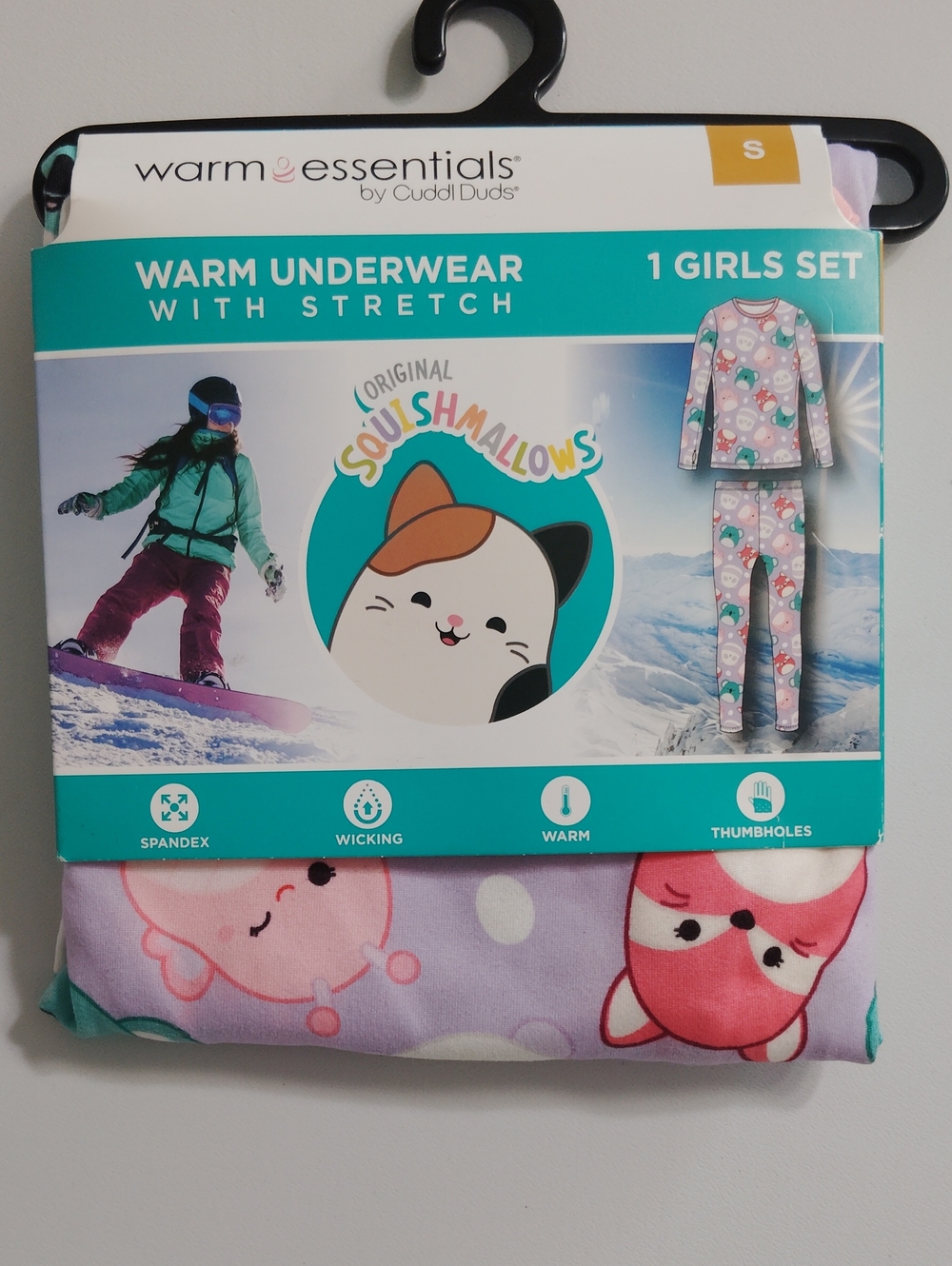 Cuddl Duds Girls Squishmallows Thermal Set - Mint, Pink & Teal Small (6-7)